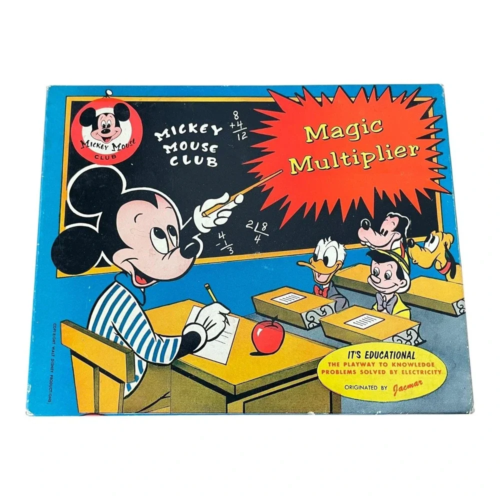 Vtg Mickey Mouse Club Magic Multiplier Electrical Quiz Game Jaemar Mfg. USA